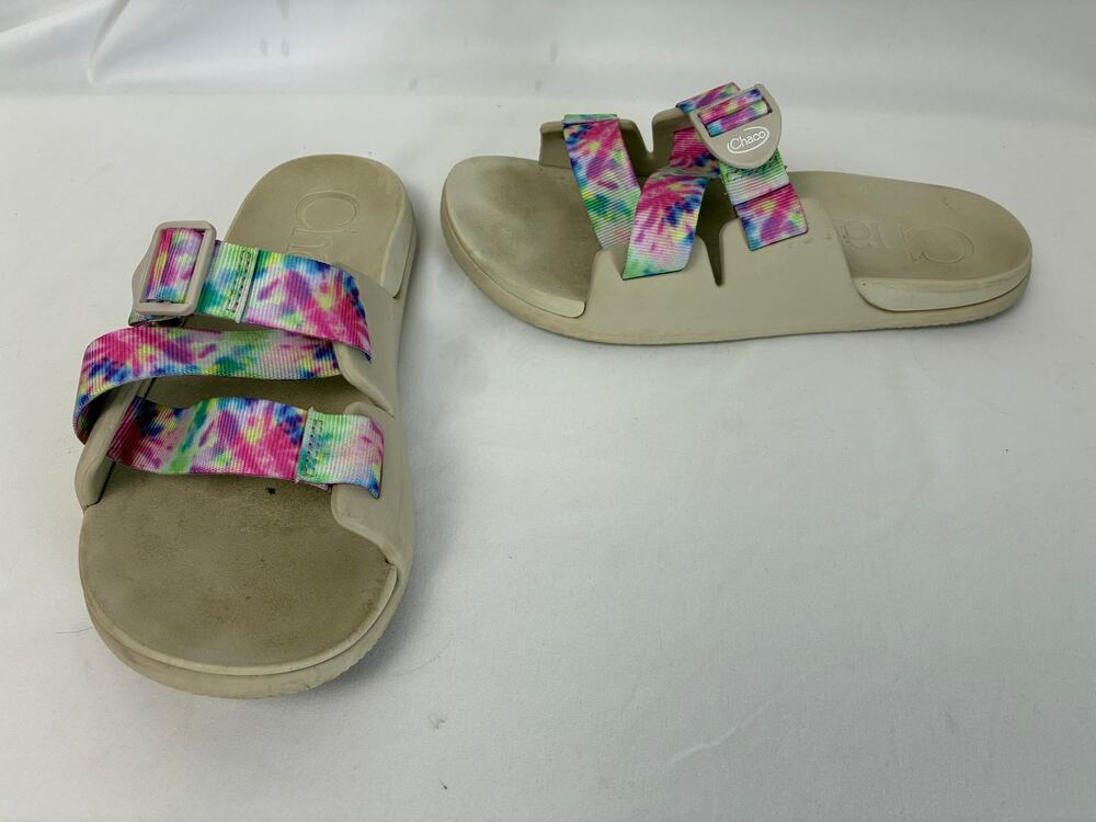 Chaco Chillos Slides Sandals Womens 10 Tie Dye Pink Purple Ribbon Beach Summer